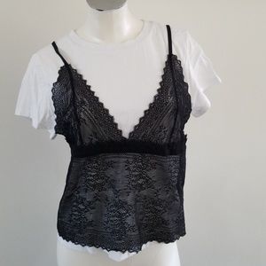 NWT free people white t with lace tank